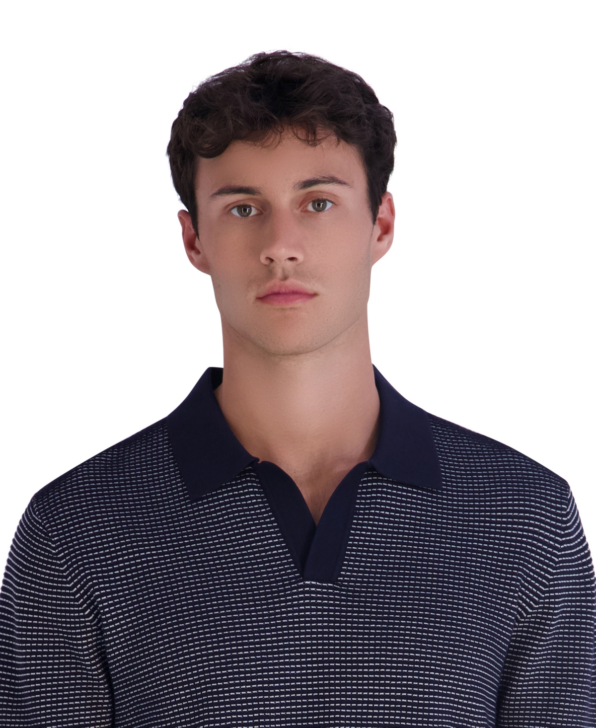 Karl Lagerfeld Paris Men's Johnny Collar Textured Polo Sweater