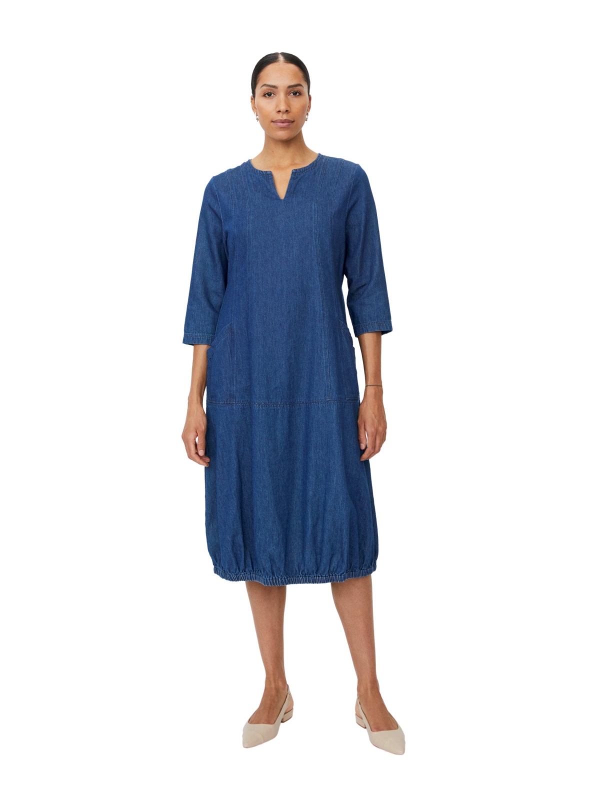 Masai Copenhagen Women's MaNiritha Midi 3/4-Sleeve V-Neck Tunic Dress - Dark denim