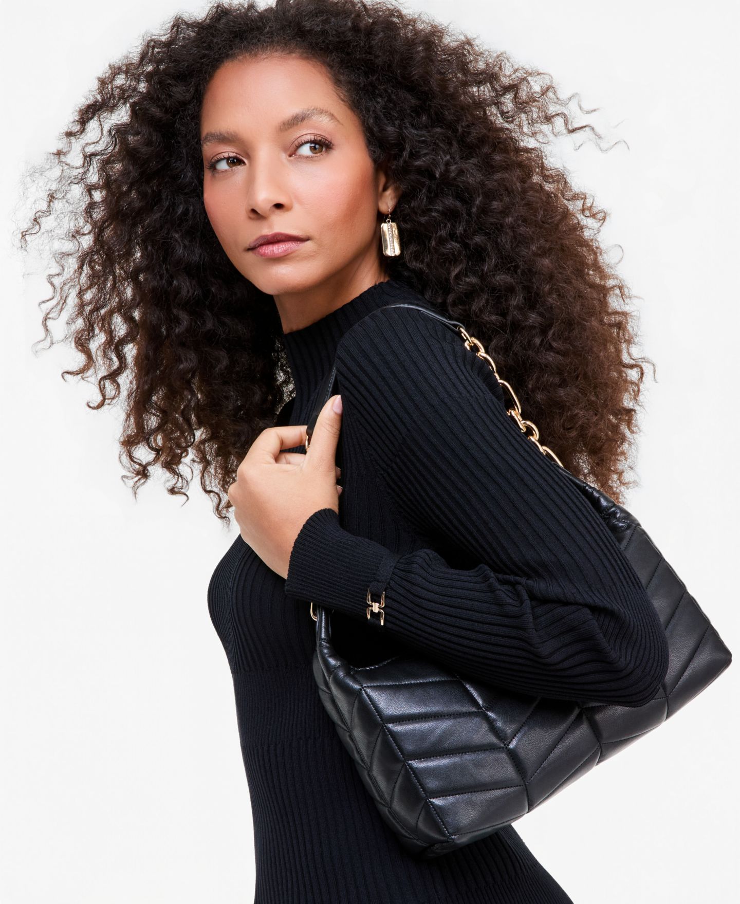 Женская сумка I.N.C. International Concepts Ckianna Solid Quilted Shoulder, цвет: Чёрный — фото 5