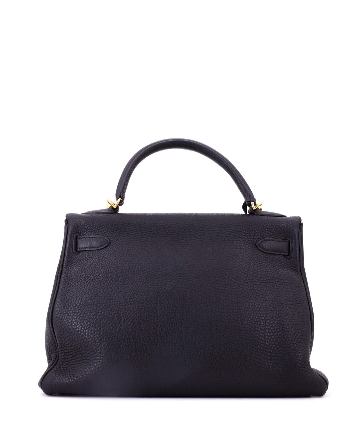 Pre-Owned Hermes Kelly 32 Handbag Black Togo with Gold Hardware