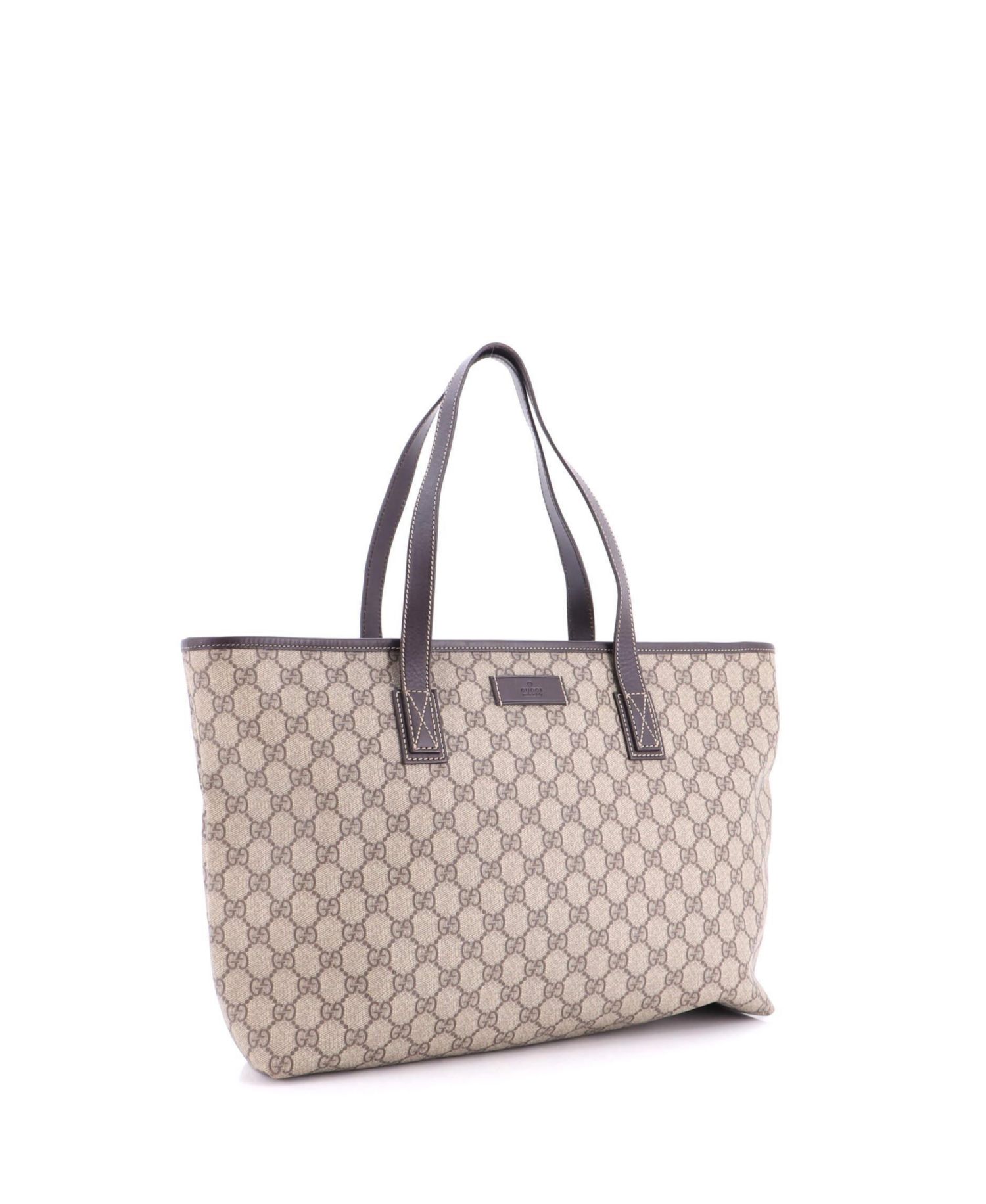 Medium Plus Tote GG Coated Canvas with Leather