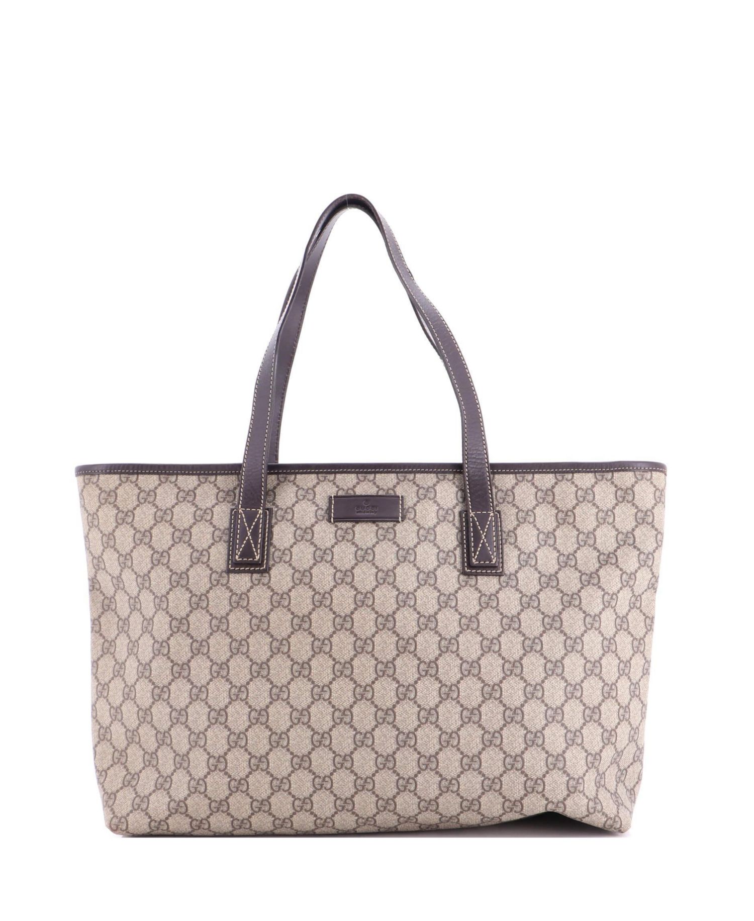 Medium Plus Tote GG Coated Canvas with Leather
