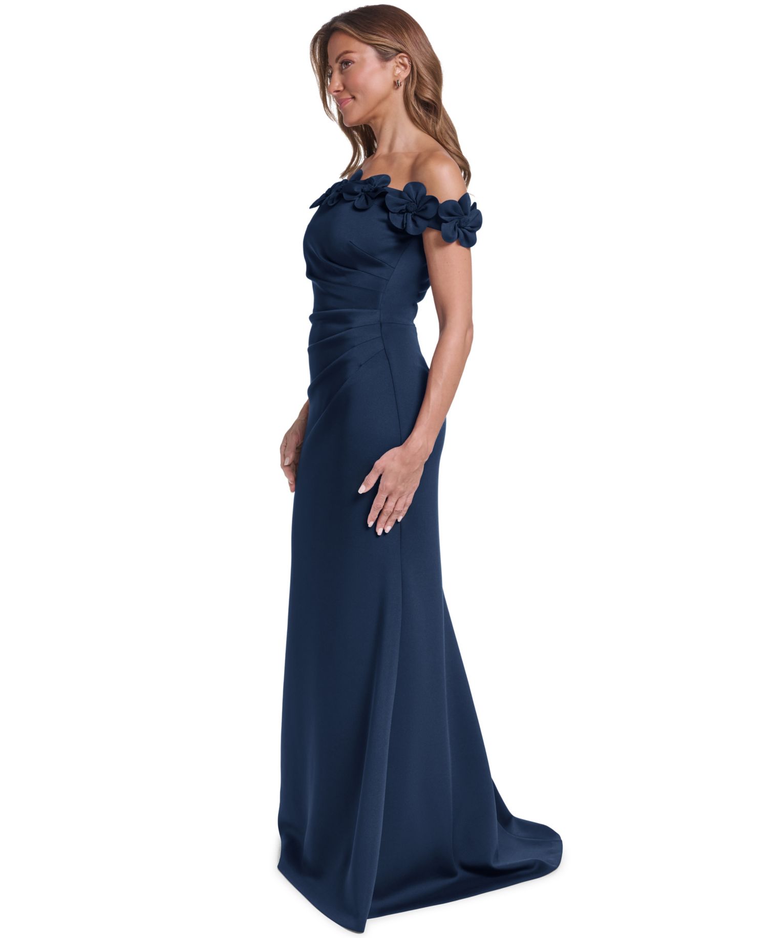 Women's Off-the-Shoulder 3D Floral Wedding Guest Gown
