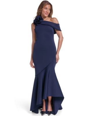 Women's One Shoulder Gown With Ruffle Mermaid Hem Wedding Guest Dress