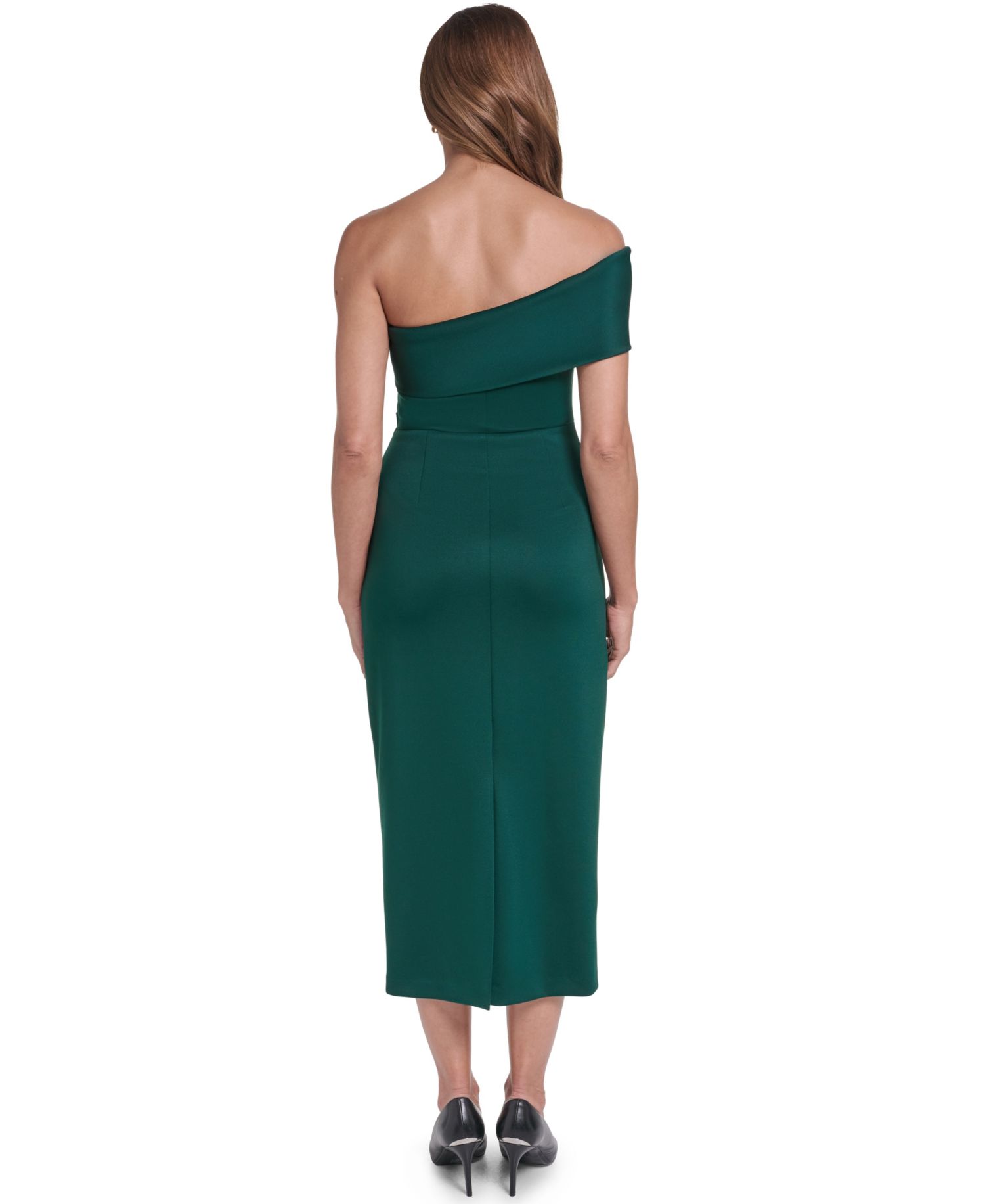 Women's One-Shoulder Side-Tucks Midi Dress