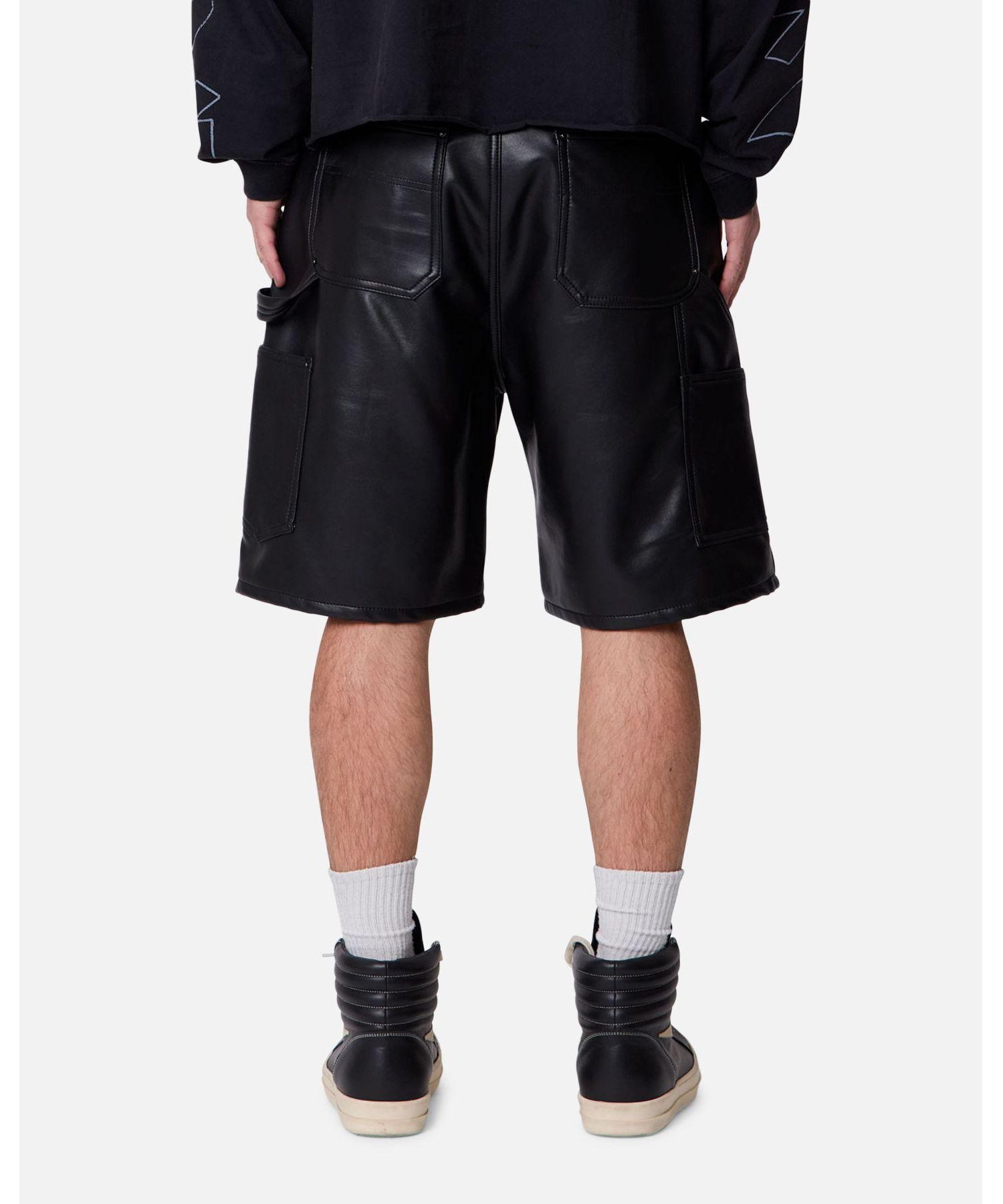 Men's Ultra Baggy Iron Cross Leather Shorts
