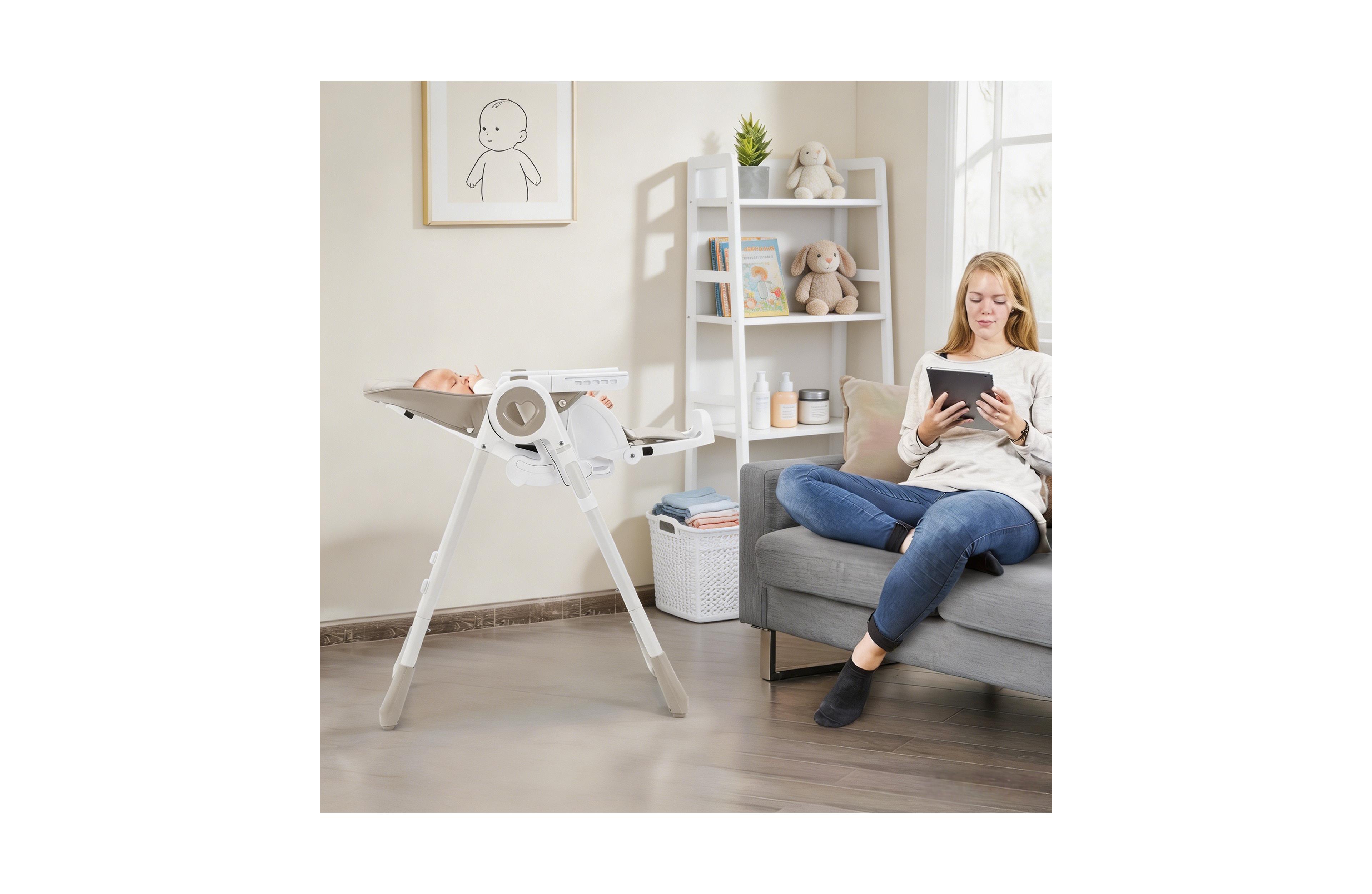 homfan 39.4L x 21.3W x 28H in Toddler High Chair with Removable Tray and Safety Harness, Baby Booster Seat for Dining Room Kitchen