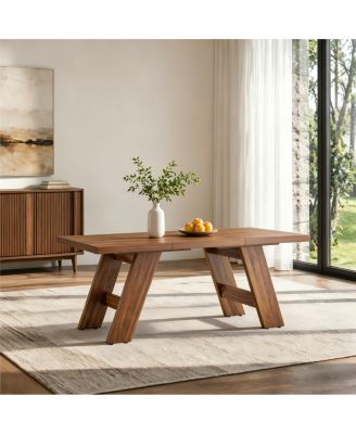 71'' Wood Grain Rectangular Dining Table for 6-8 People