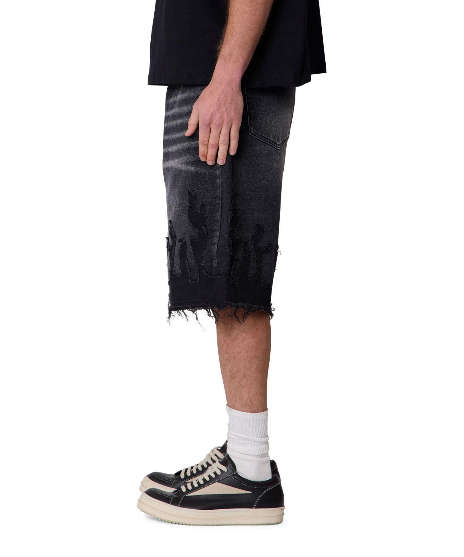 Men's Baggy Flame Denim Shorts