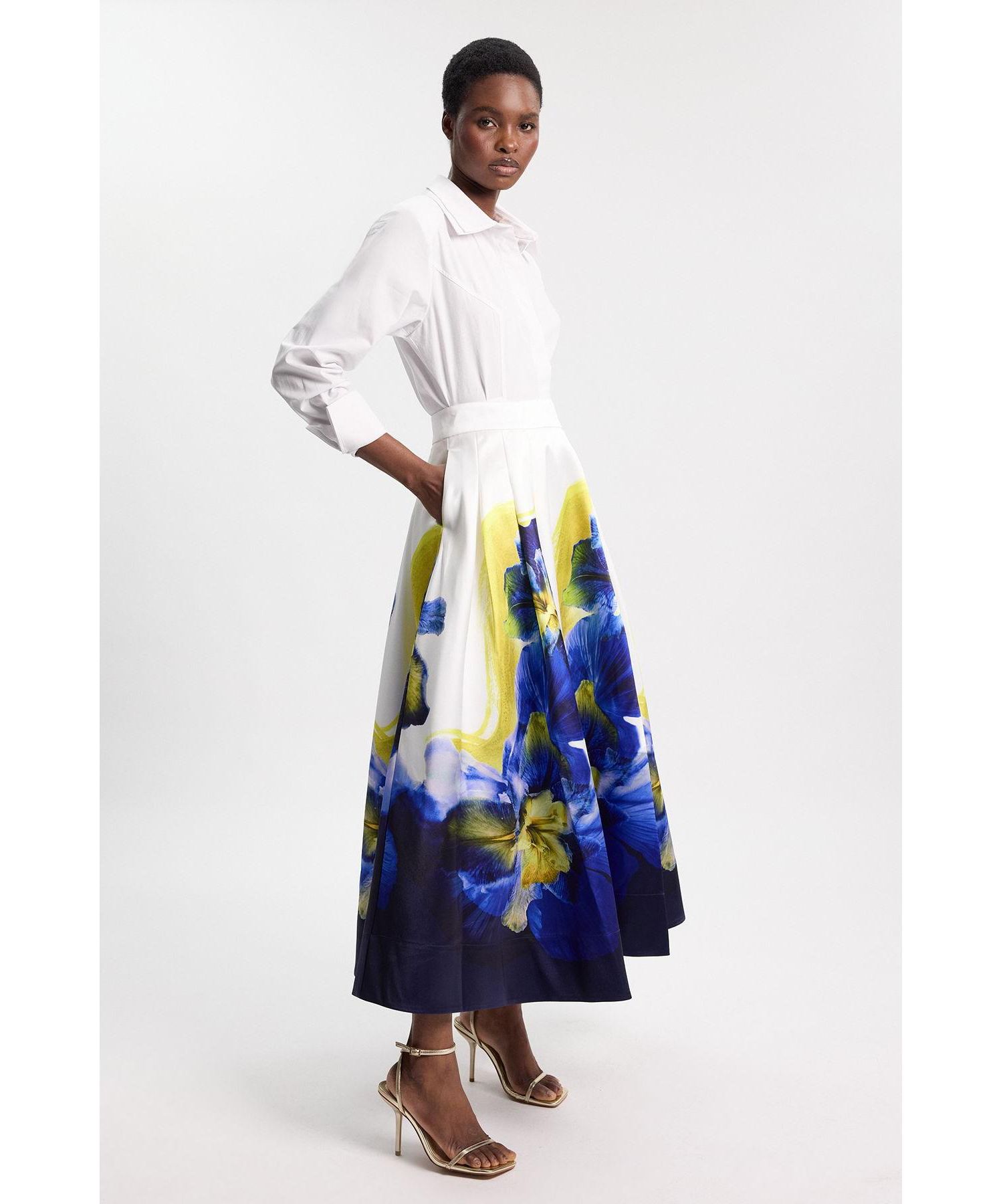 Women's Floral High Waist A-line Skirt
