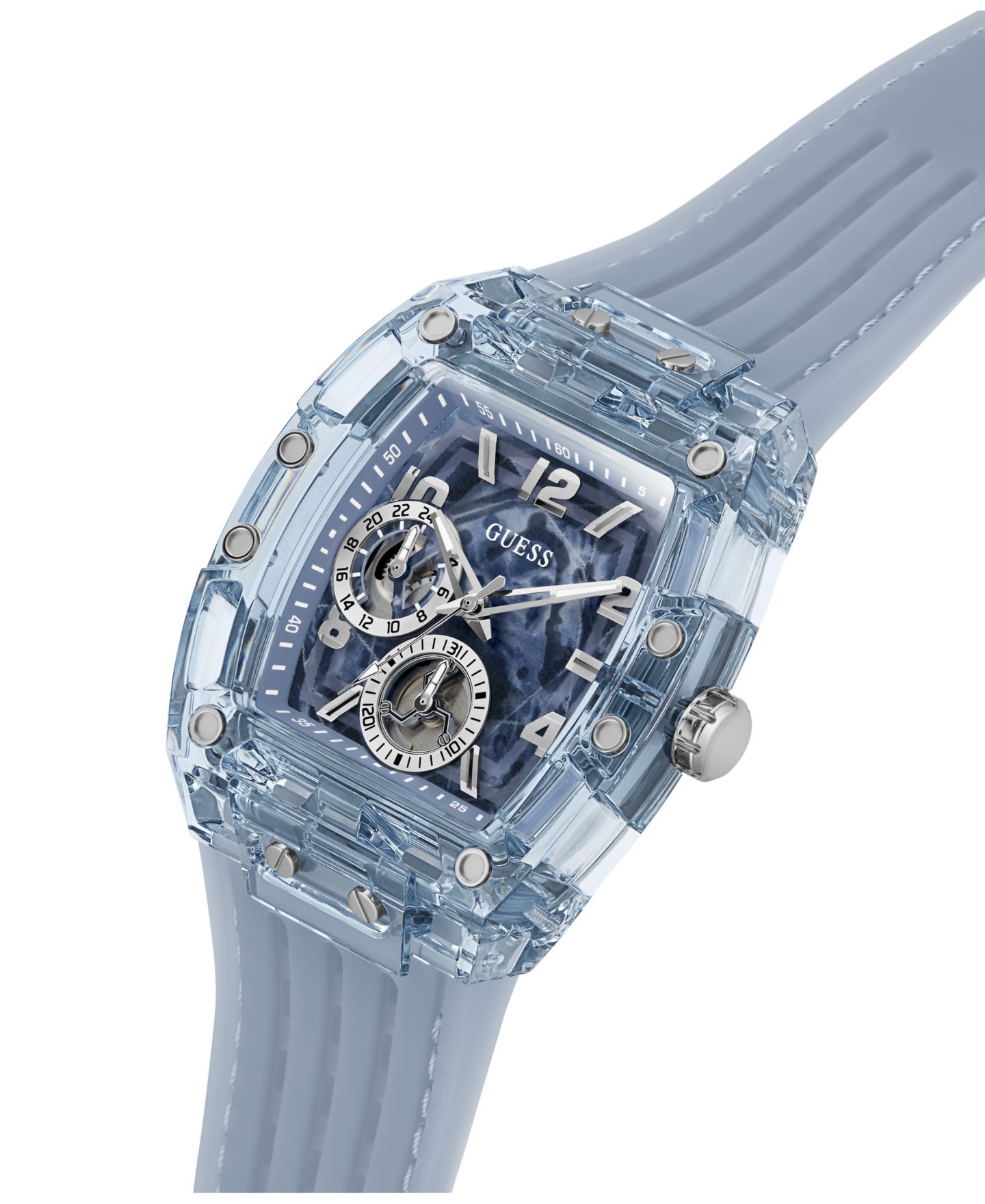 Мужские часы GUESS Quartz Blue Silicone Strap Watch 42mm — фото 5