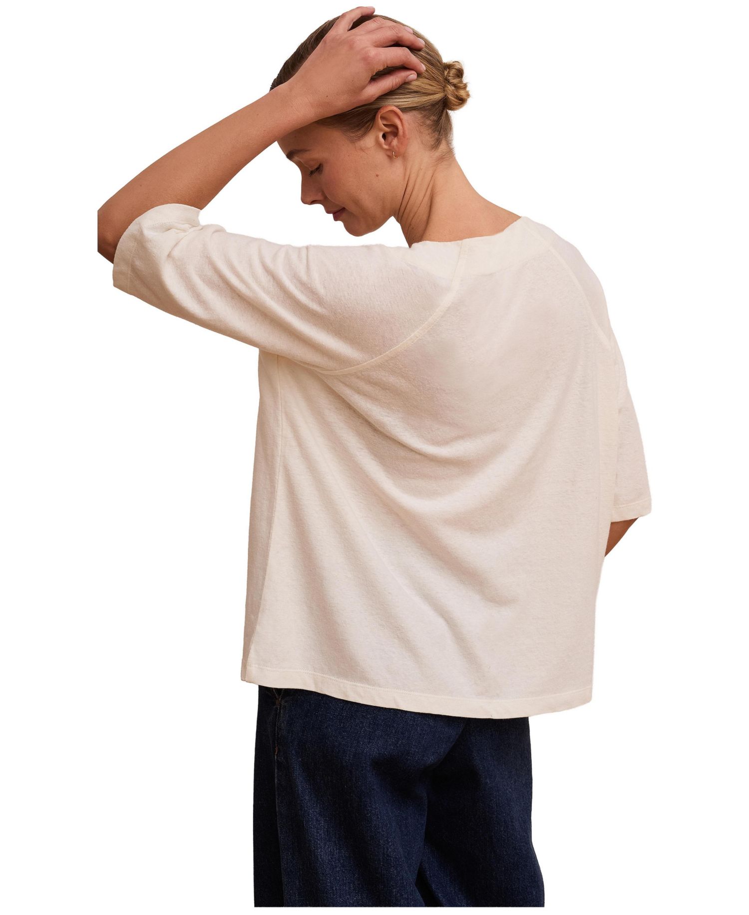 Women's Linen Blend Short Sleeve Swing Top