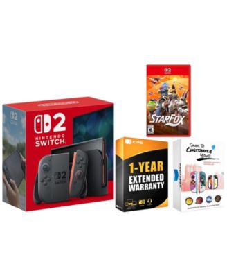 Switch 2 Console with Star Fox Game, MightySkins and 1 Year Extended Warranty Bundle
