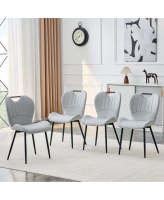 Set of 4 PU Dining Chairs with Metal Frame