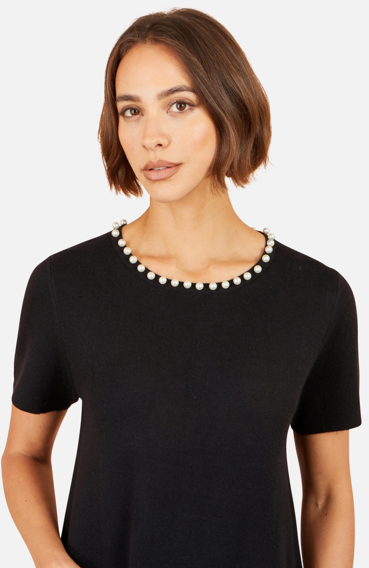 Yumi Women's Embellished Knit Short-Sleeve Dress