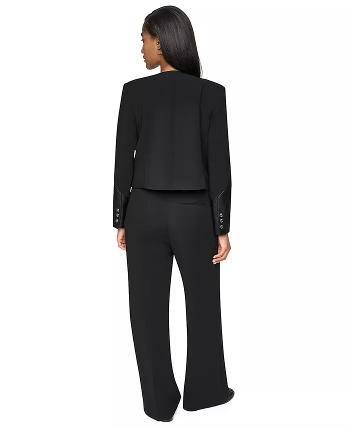 Women's Cropped Collarless Long-Sleeve Jacket - thumbnail 8