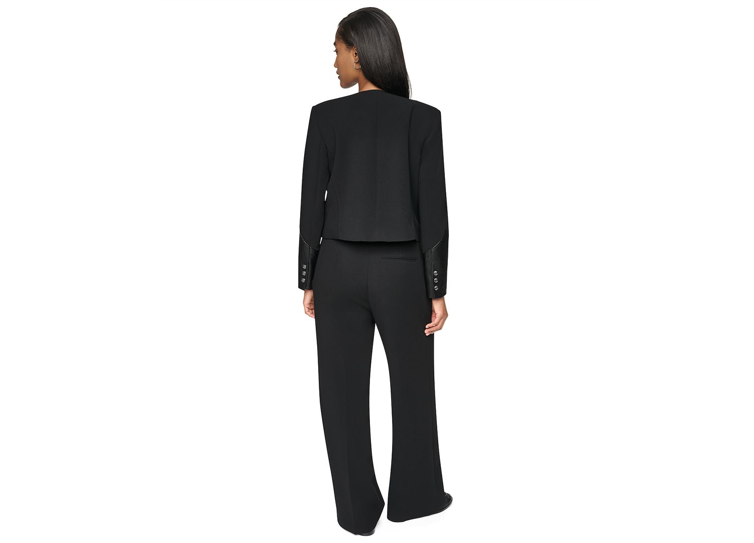 Women's Cropped Collarless Long-Sleeve Jacket