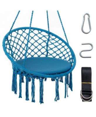 Swing Chair, Hammock Chair with Round Seat Cushion, Indoor and Outdoor Boho Chair
