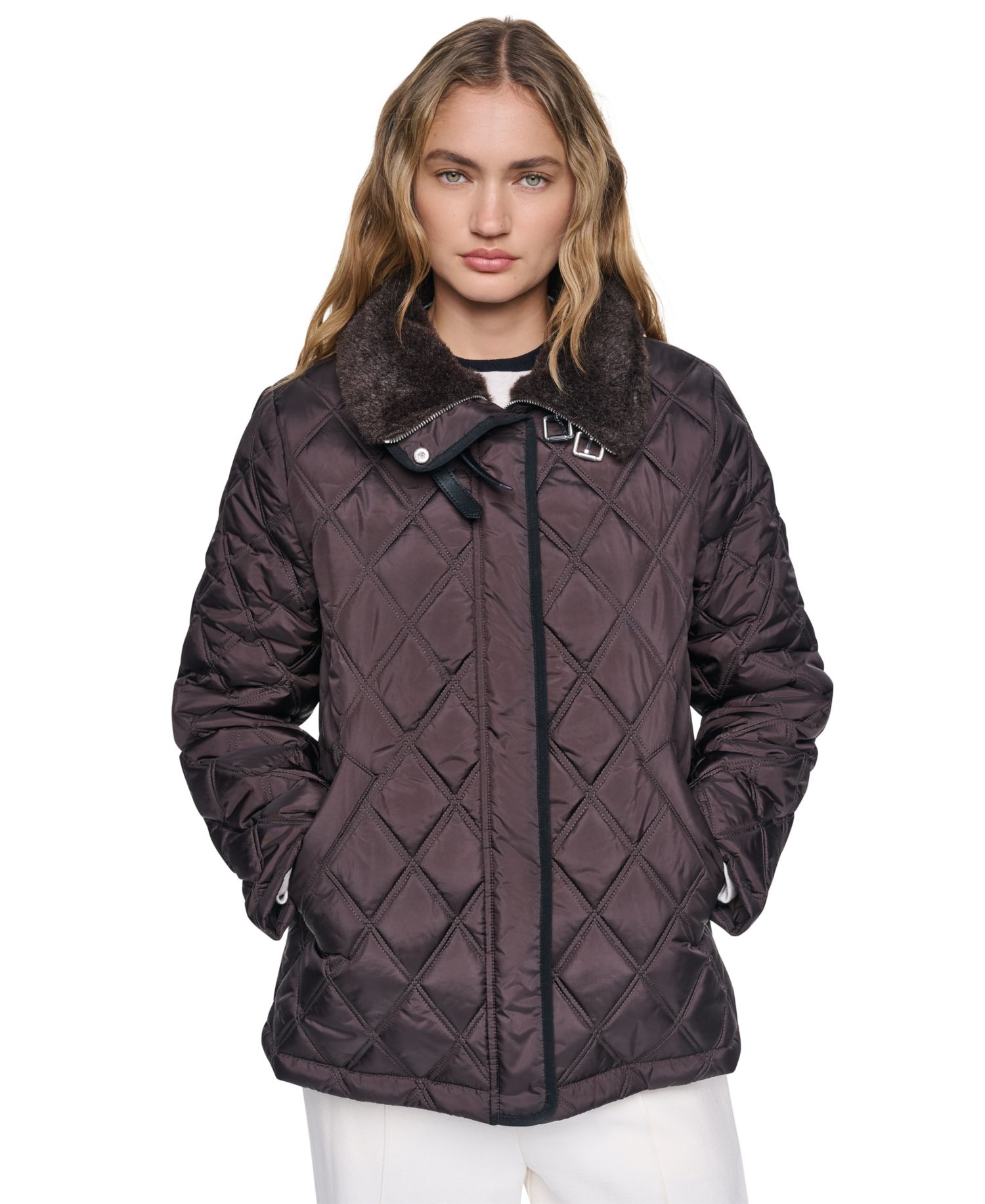 Women's Sherpa Collar Diamond-Quilted Coat