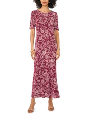 Women's Floral 3/4-Sleeve Maxi Dress