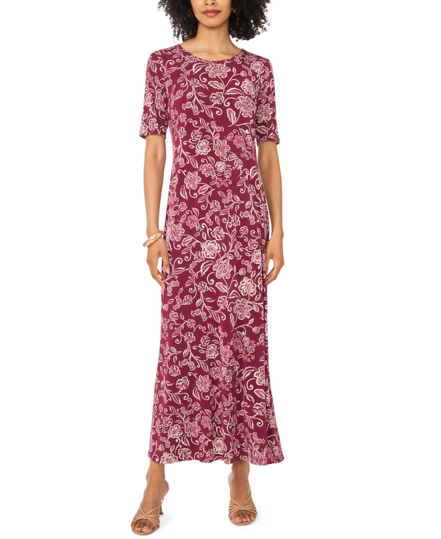 Women's Floral 3/4-Sleeve Maxi Dress
