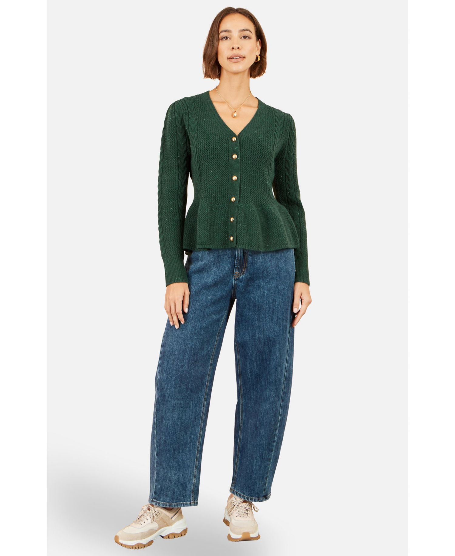 Women's Cable-Knit Peplum Cardigan