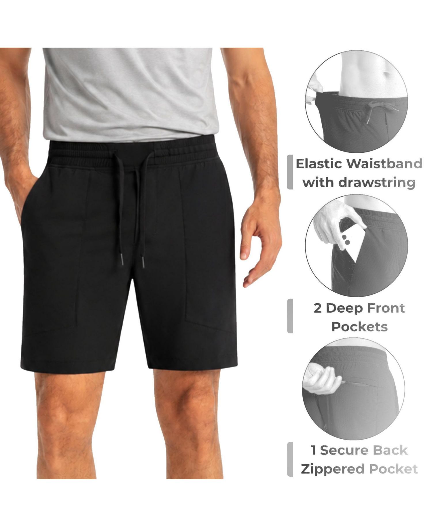 Men's Athletic Shorts 7" Inseam Quick Dry Gym Workout Zipper Pockets