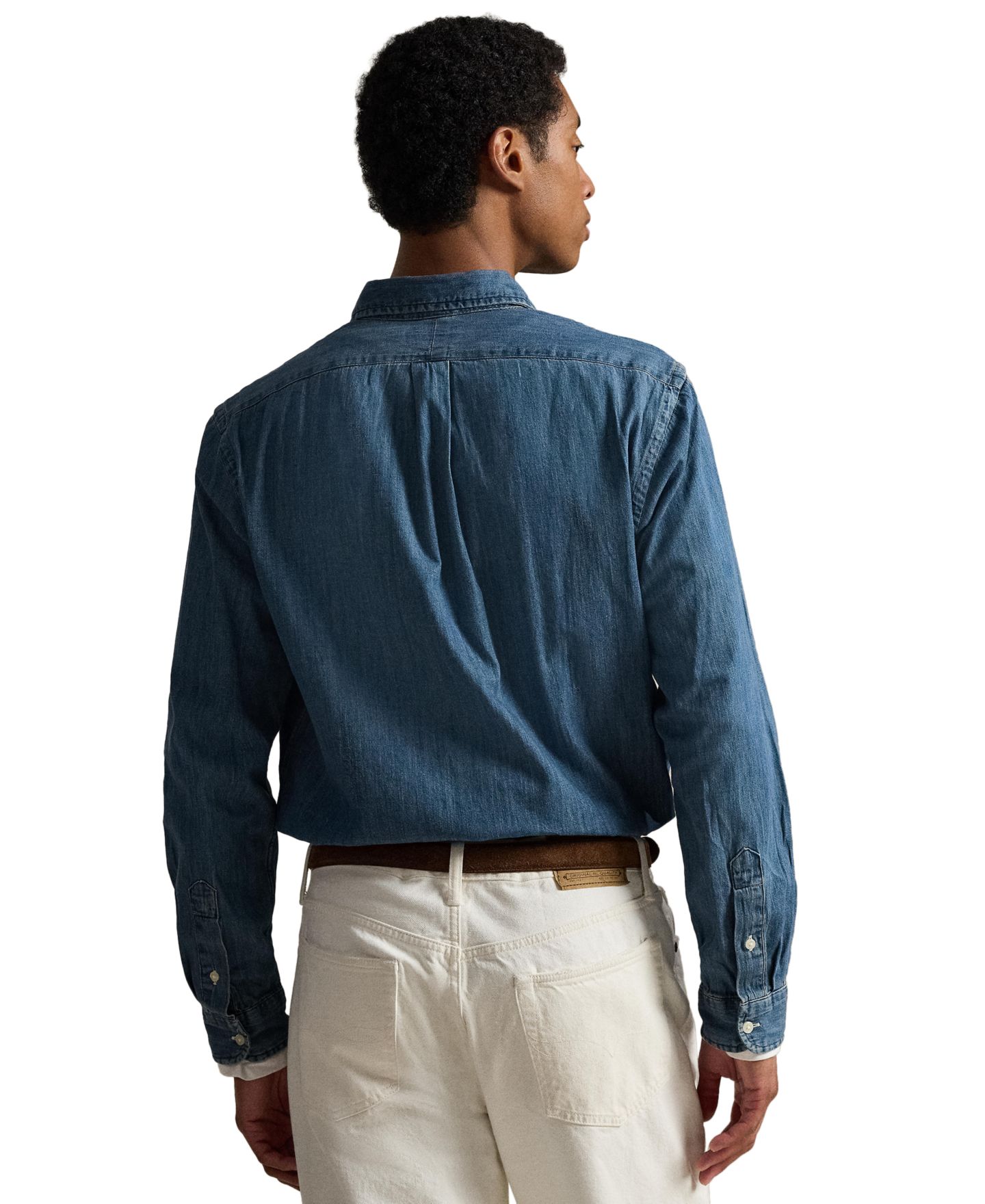 Мужская рубашка Polo Ralph Lauren Classic-Fit Denim, цвет: Джинсовый — фото 5