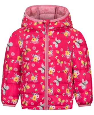 Toddler Girls' 2T-5T Long-Sleeve Printed Midweight Butterfly Packable Jacket