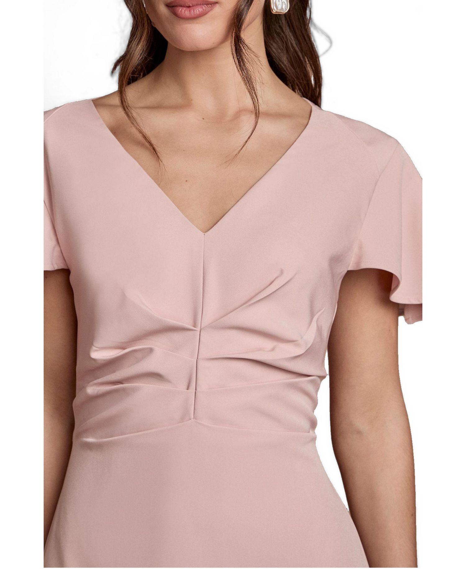 Women's Crepe Fold V-Neck Flutter-Sleeve Maxi Dress