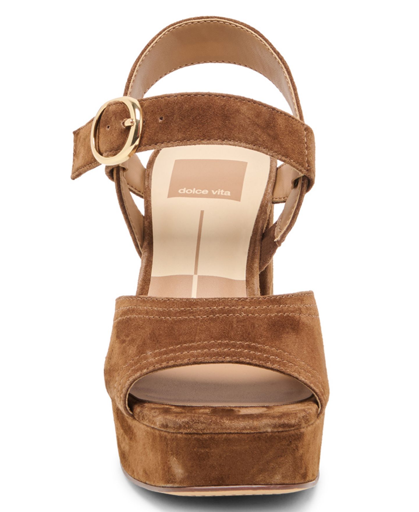 Женские сандалии Dolce Vita Fatima Two-Piece Platform Block Heel Dress Sandals, цвет: Какао замшевый — фото 6