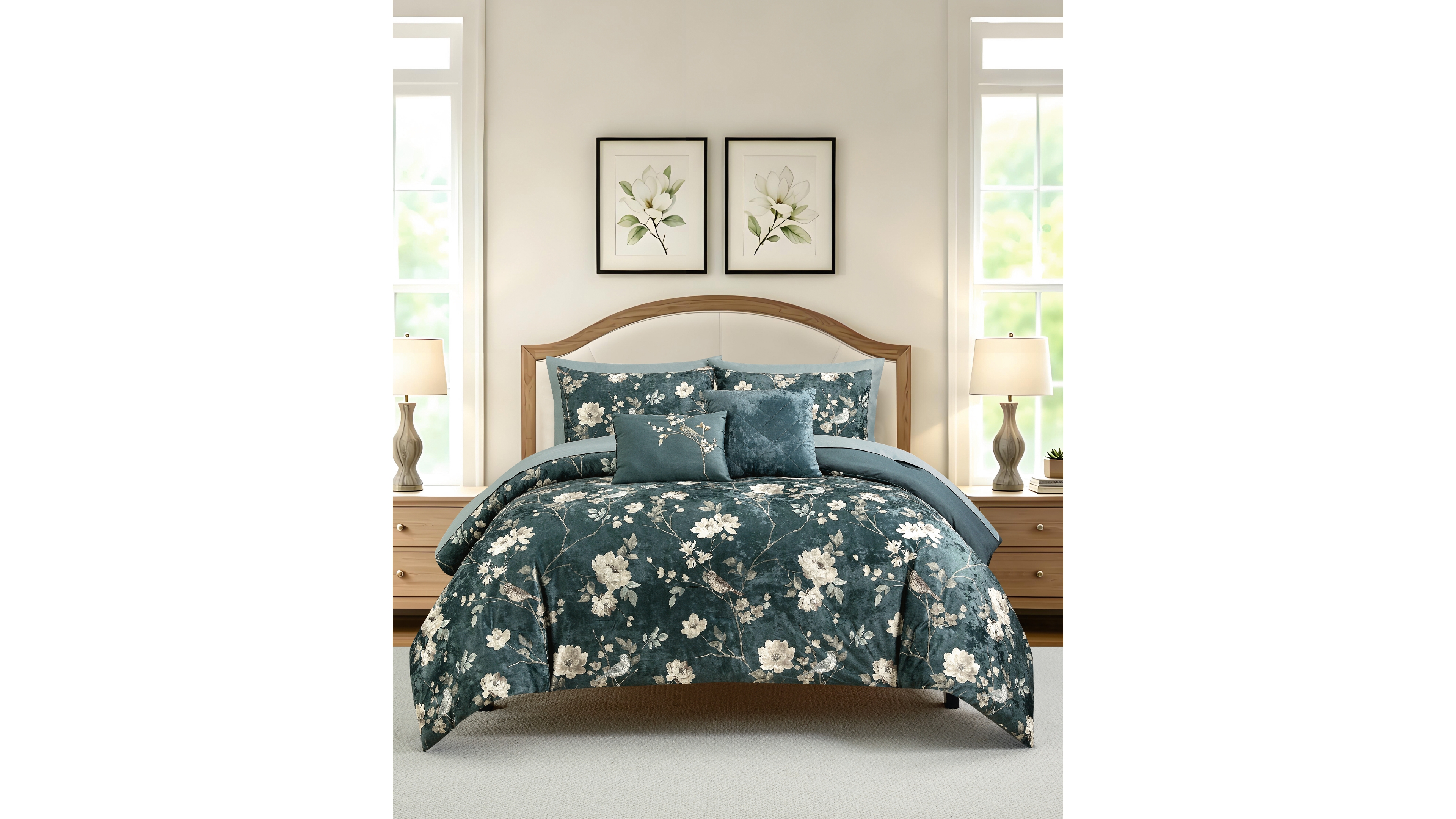 Macy's Midnight Floral All-Season 9-Piece Comforter Set, Full