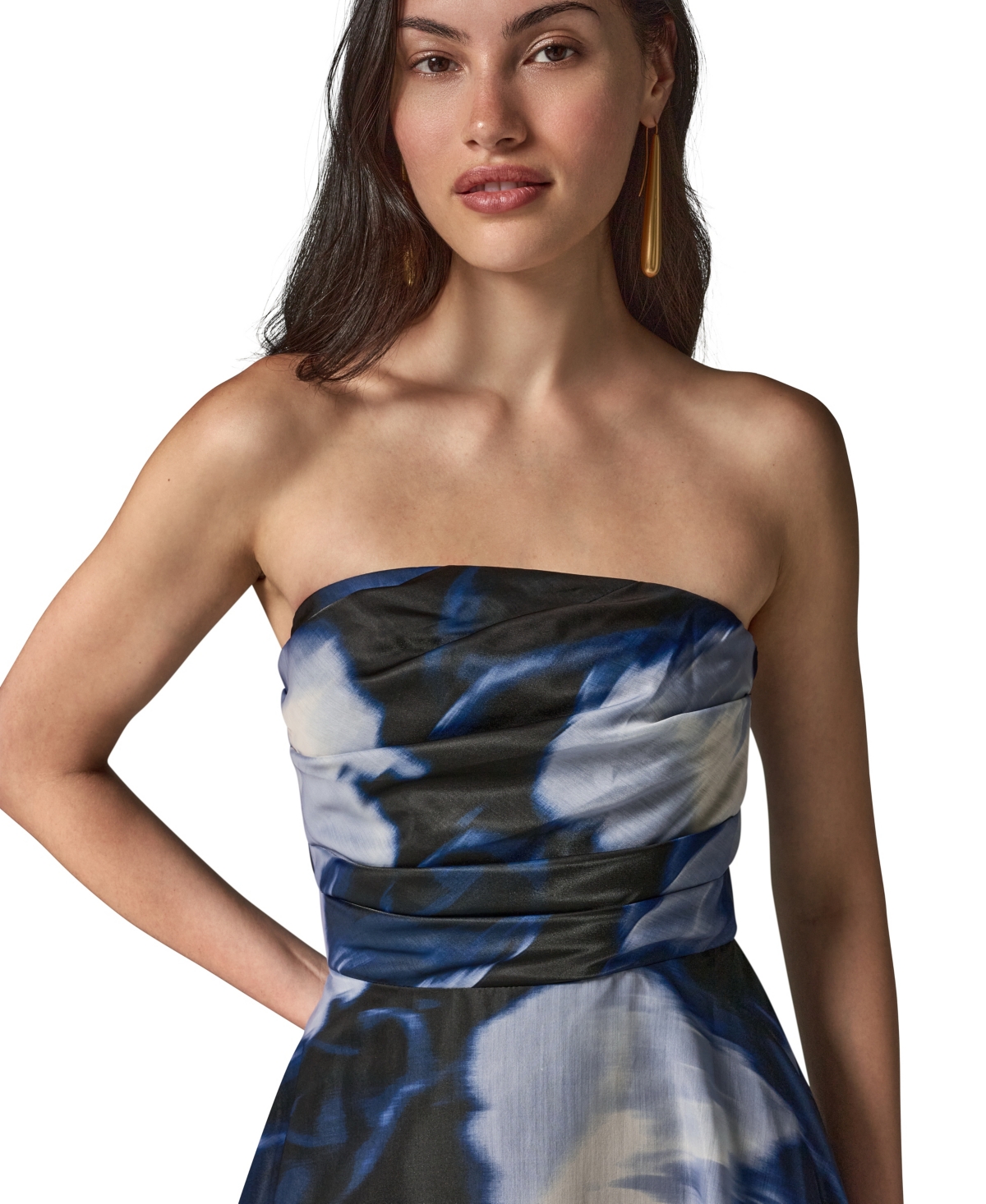 Donna Karan New York Women's Strapless Printed Organza Dress