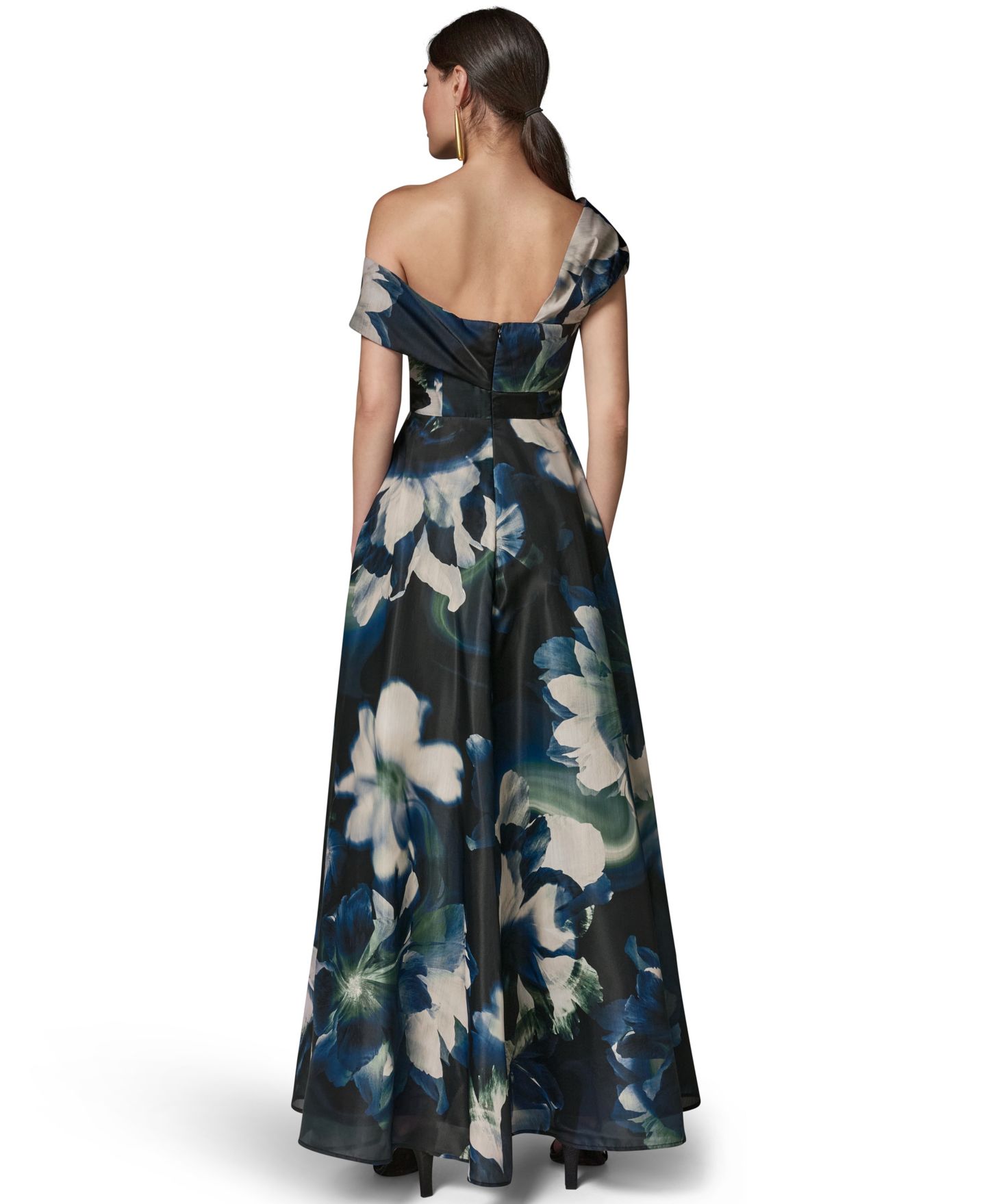 Женские платья Donna Karan New York Floral-Print Off-the-Shoulder Gown, цвет: Разноцветный — фото 4