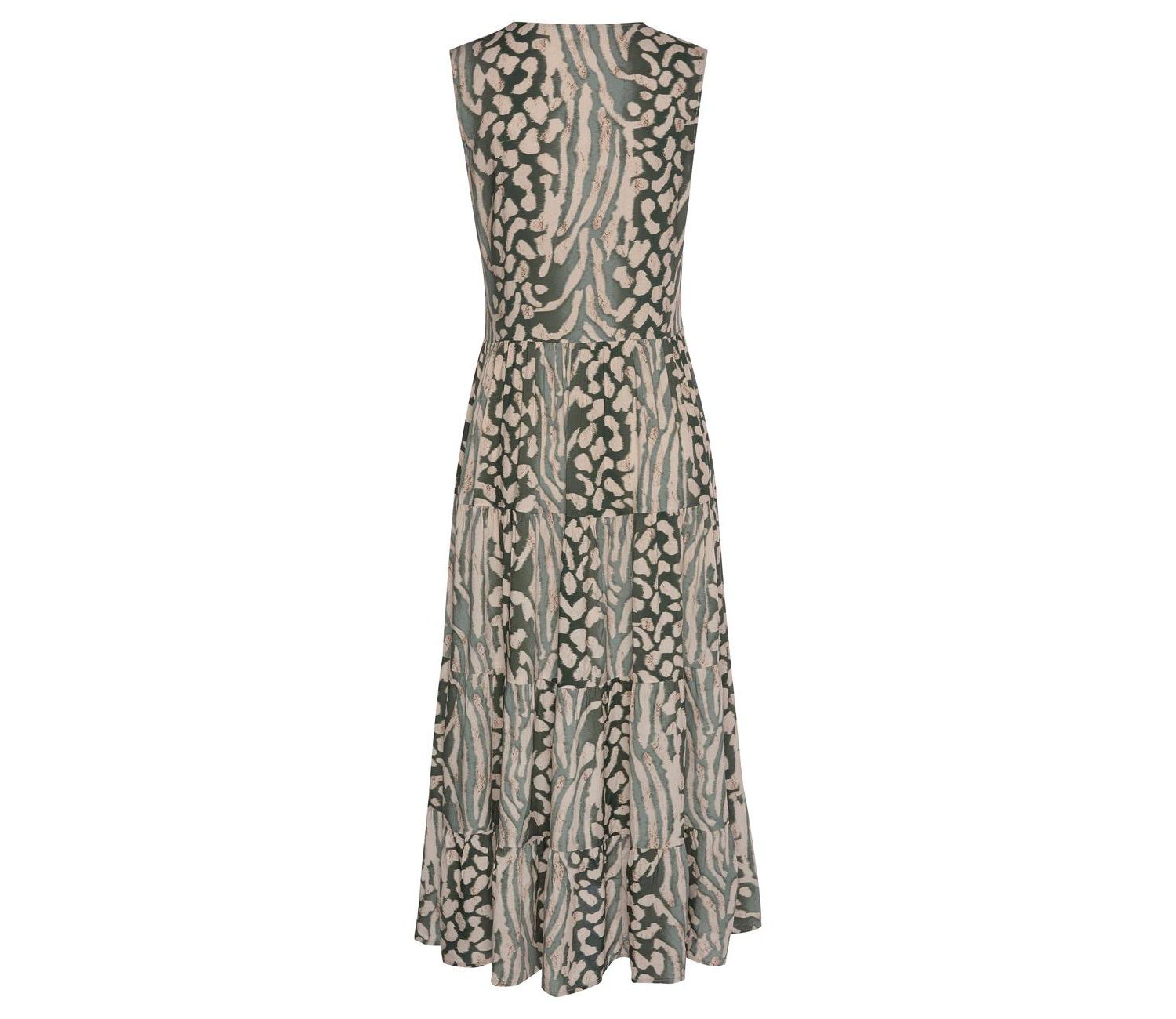 Women's Viscose Animal Print Sleeveless V-Neck Maxi Dress