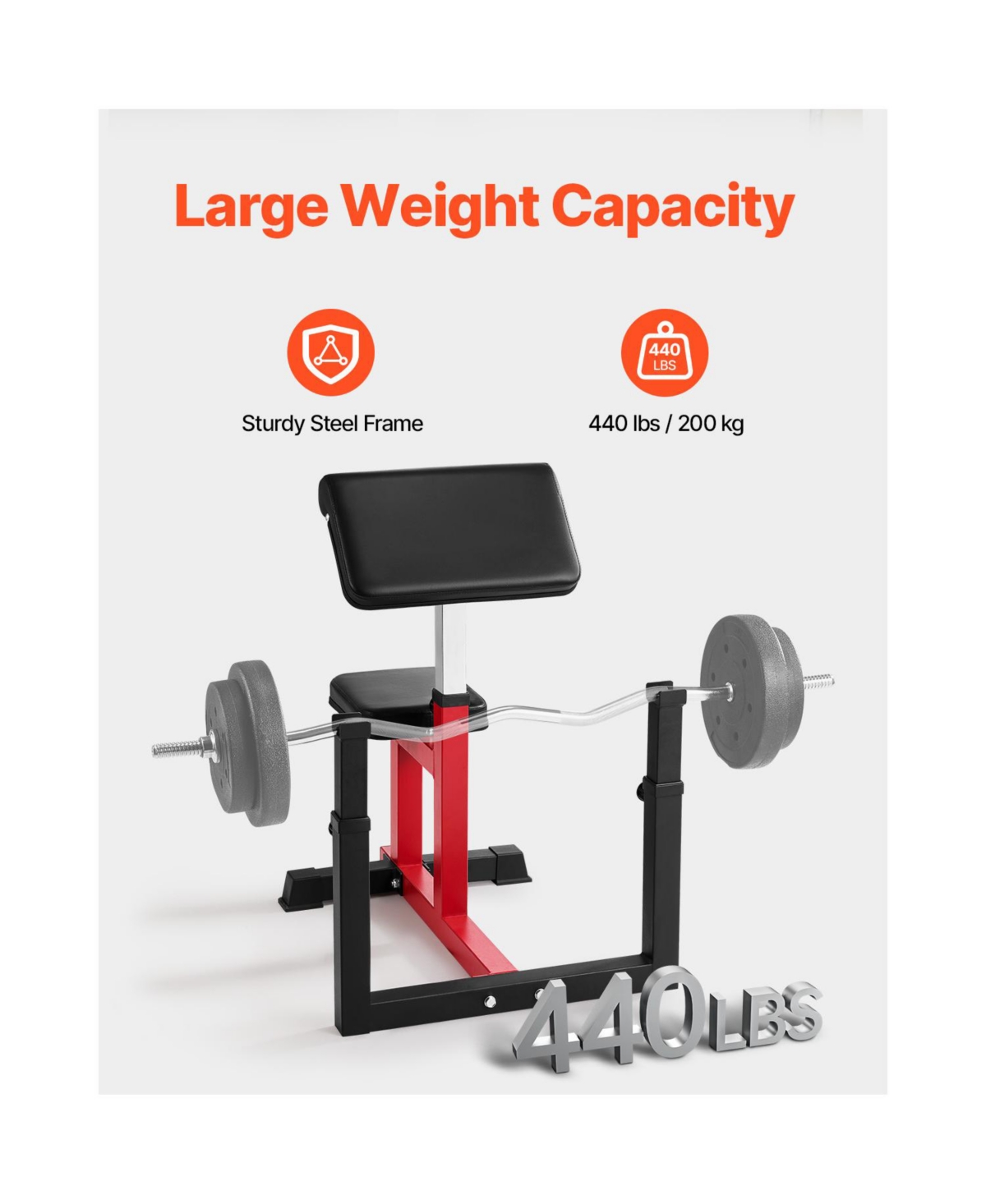 Vevor Preacher Curl Bench Adjustable Home Gym Biceps Machine Barbell Equipment