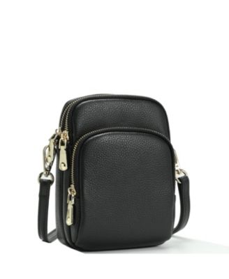 Pace Pebbled Leather Cell Phone Bag Mini Crossbody Purse with Multi Compartments