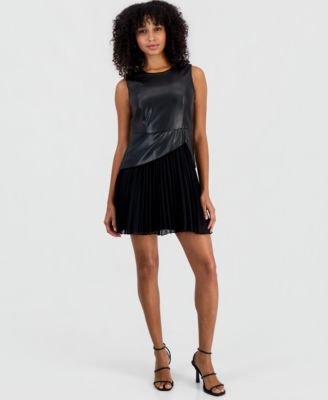 Women's Mini Pleated Crewneck Dress