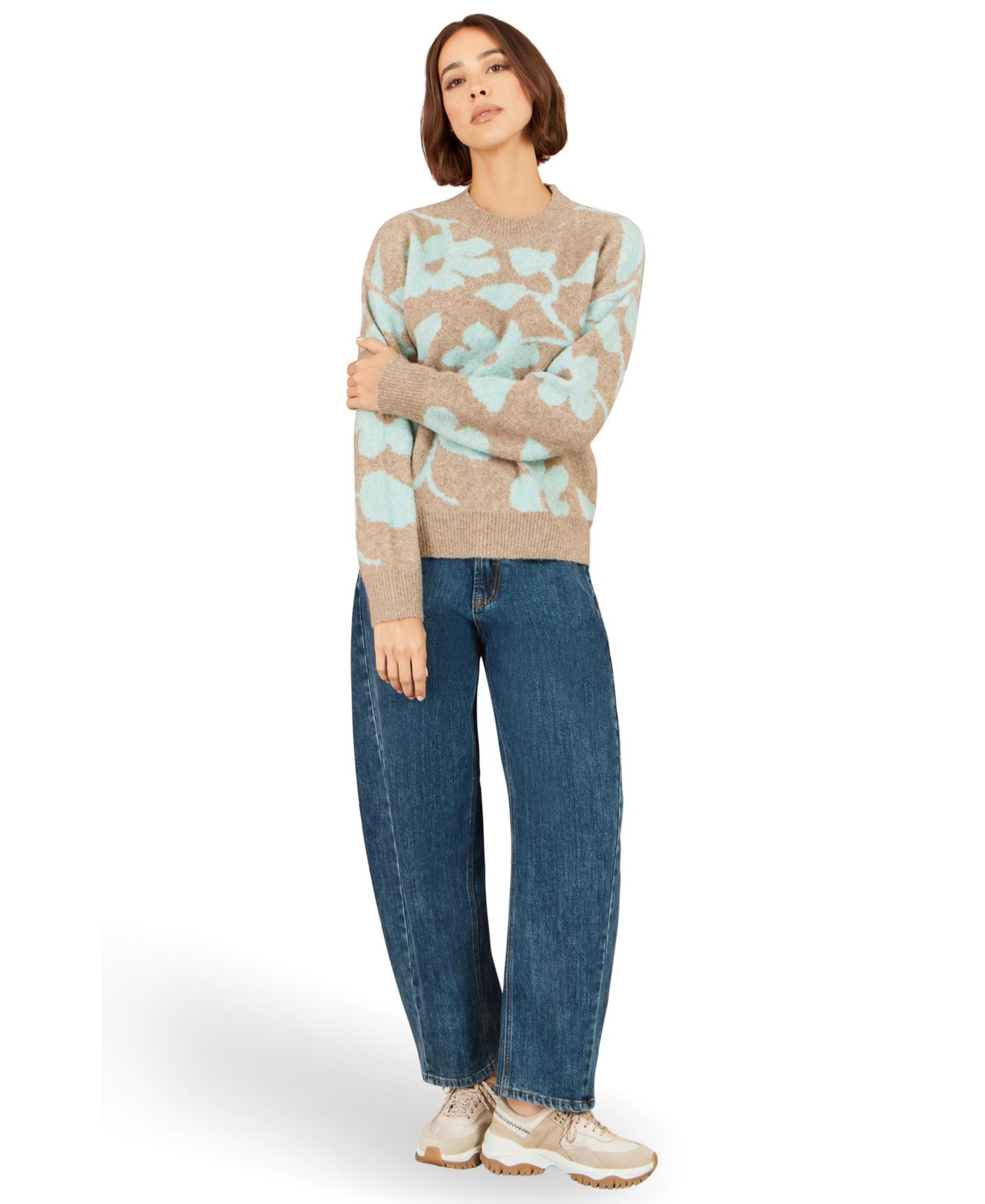 Women's Floral Intarsia Relaxed-Fit Jumper