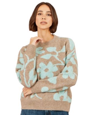 Women's Floral Intarsia Relaxed-Fit Jumper