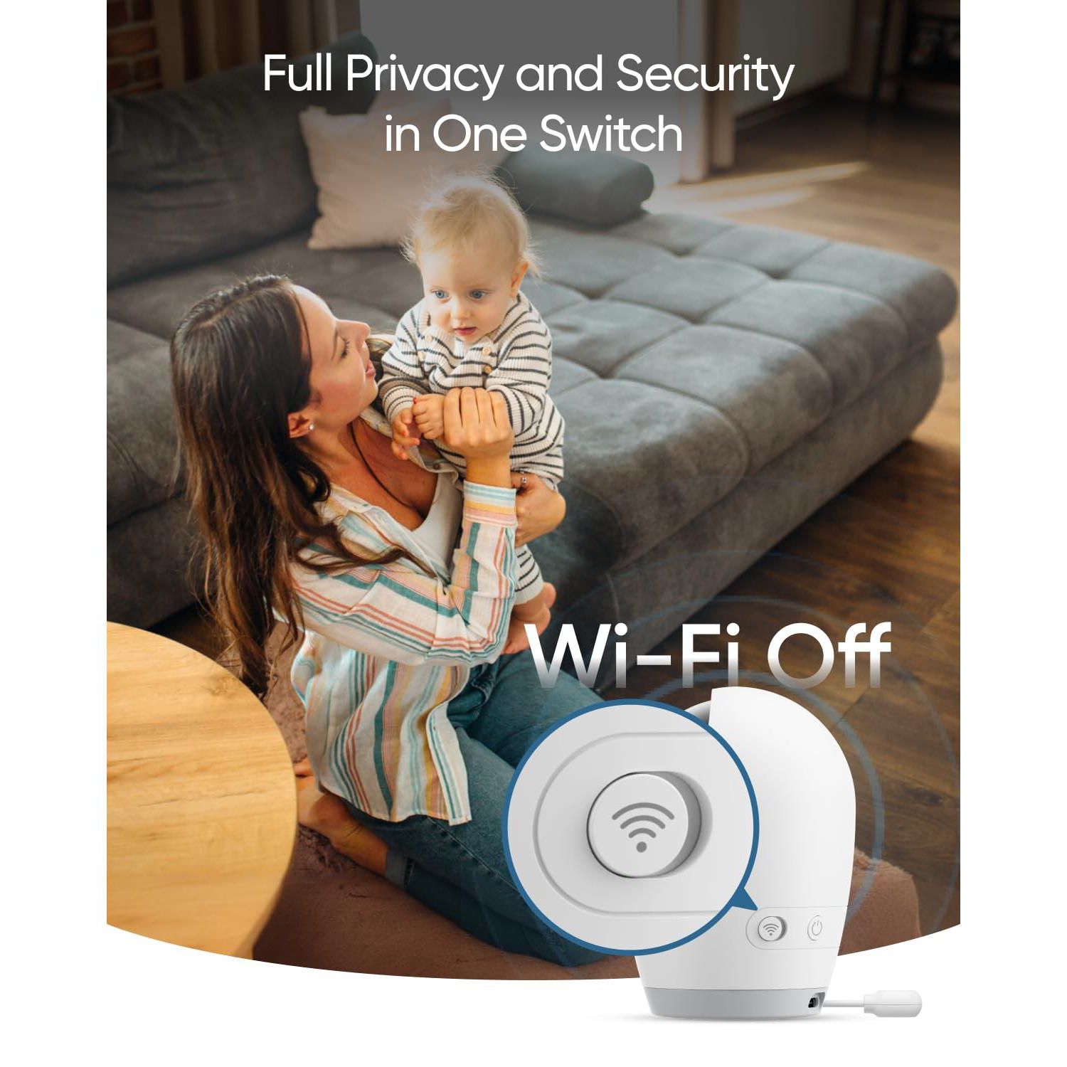 Baby Monitor E21 with 2 4K UHD Cameras, 5'' 720p Display, 8× Zoom, Portable Camera with Built-in Battery