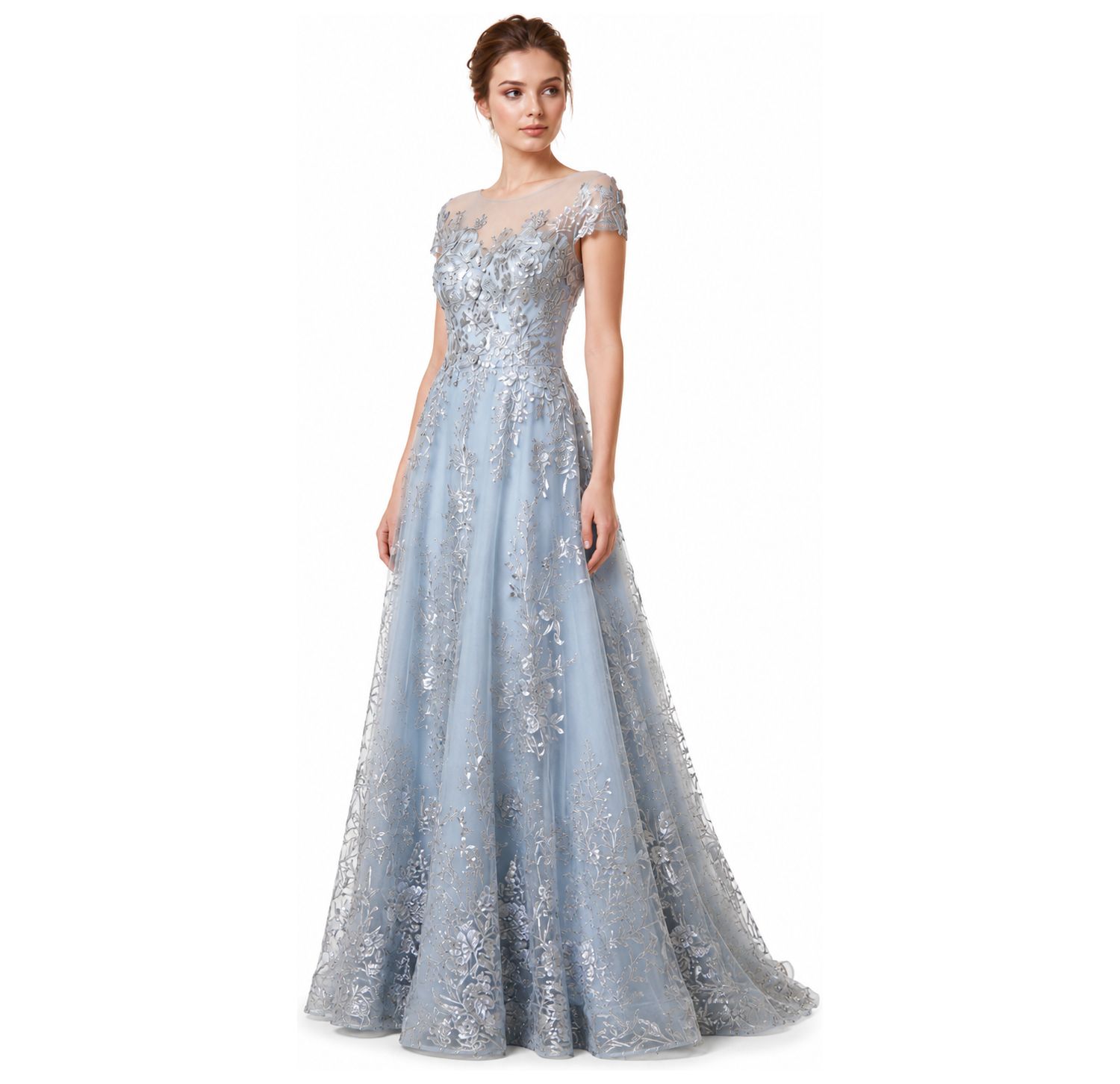 Women's Beautiful Lace Applique A-Line Ball Gown