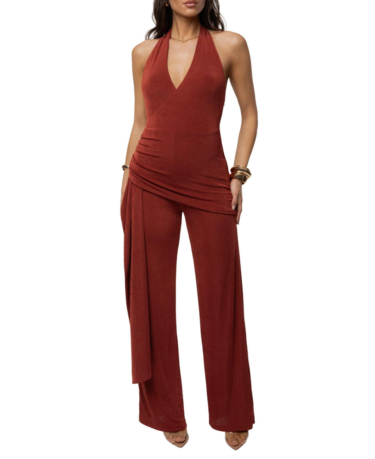 Женский комбинезон JLUXLABEL Terra cotta Rustic Charm Halter Jumpsuit — фото 9
