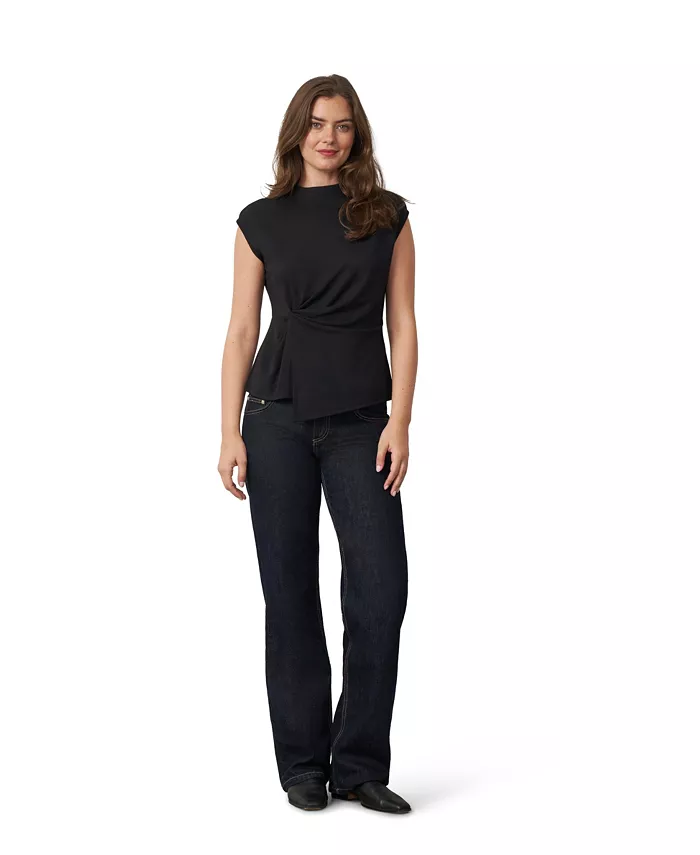 Women's Funnel Neck Asymmetric Hem Top - thumbnail 6