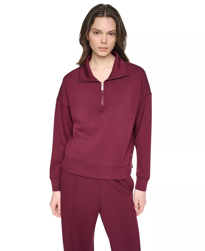 Women's Mock-Neck Half-Zip Stretch-Scuba Sweatshirt - thumbnail 10