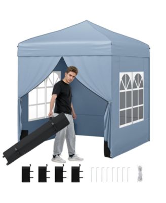 6.5x6.5 feet Pop Up Canopy Tent with 4 Sidewalls UPF50+ and Wheeled Bag