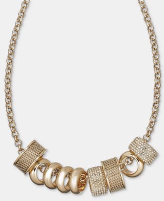 KARL LAGERFELD PARIS Pav&eacute; Rondelle Charm Statement Necklace, 16" + 3" extender