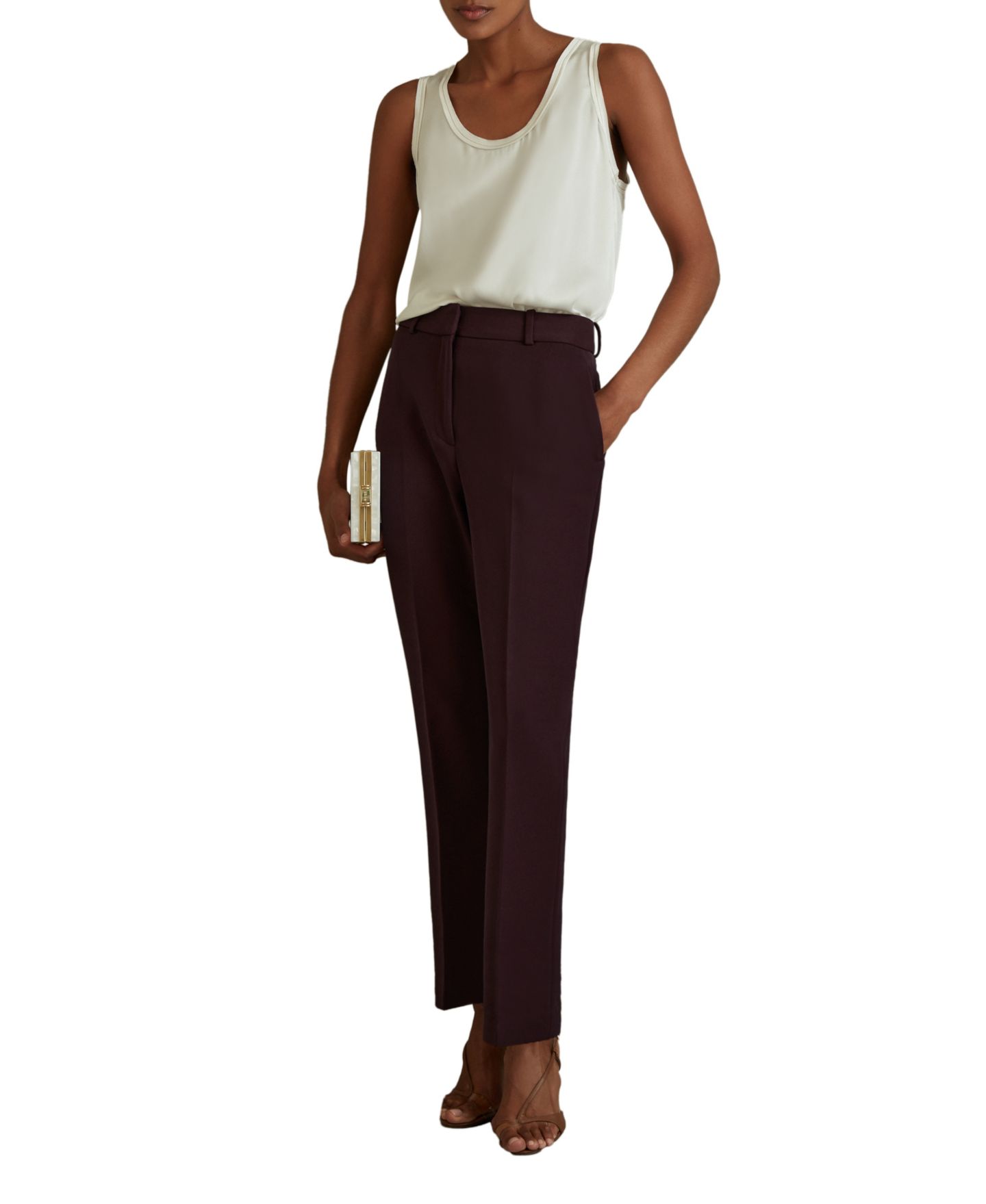 Женские брюки REISS Gabi Slim-Fit Mid-Rise, цвет: Ягодный — фото 2