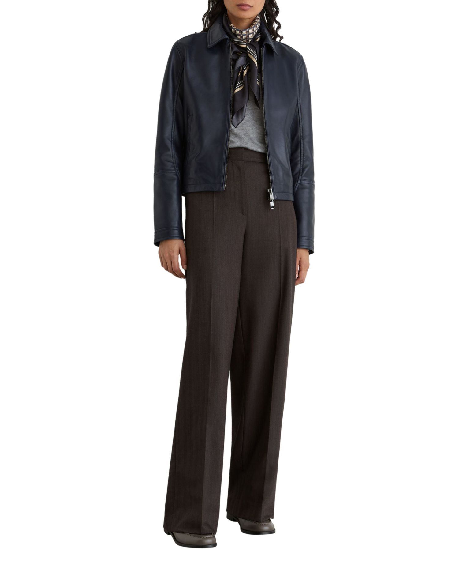 Petite Sorina Leather Moto Zip-Through Jacket