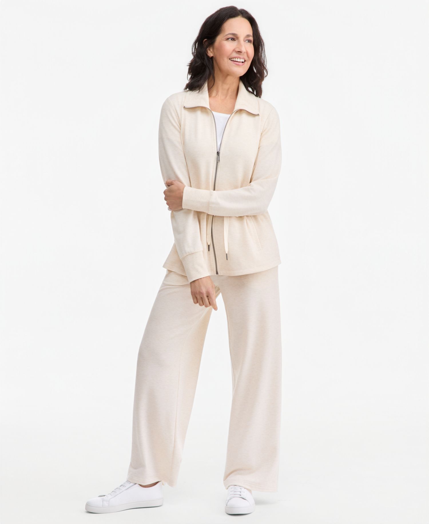 Petite LuxLounge Long-Sleeve Collared Tunic Top